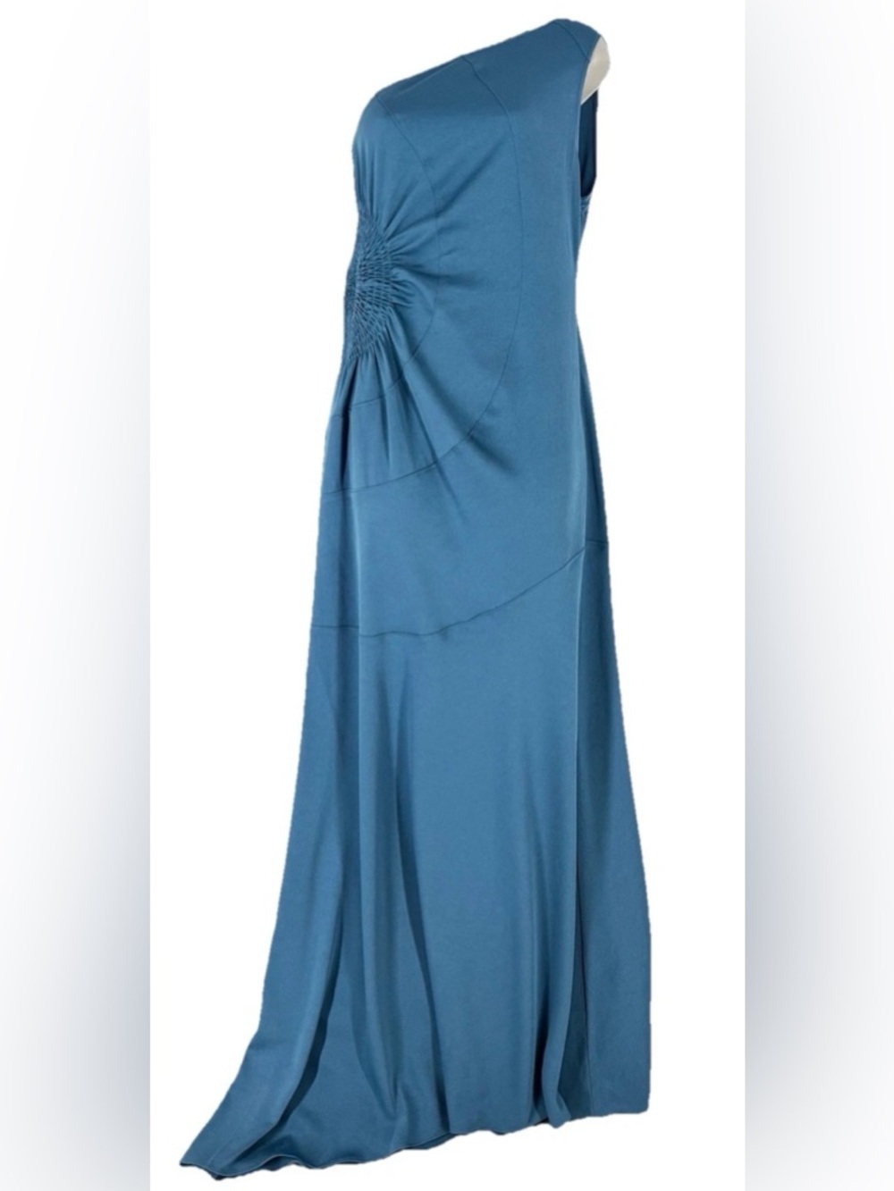 ALC Paige One‑Shoulder Maxi Dress Blue Size 6 Asymmetric Smocked Waist